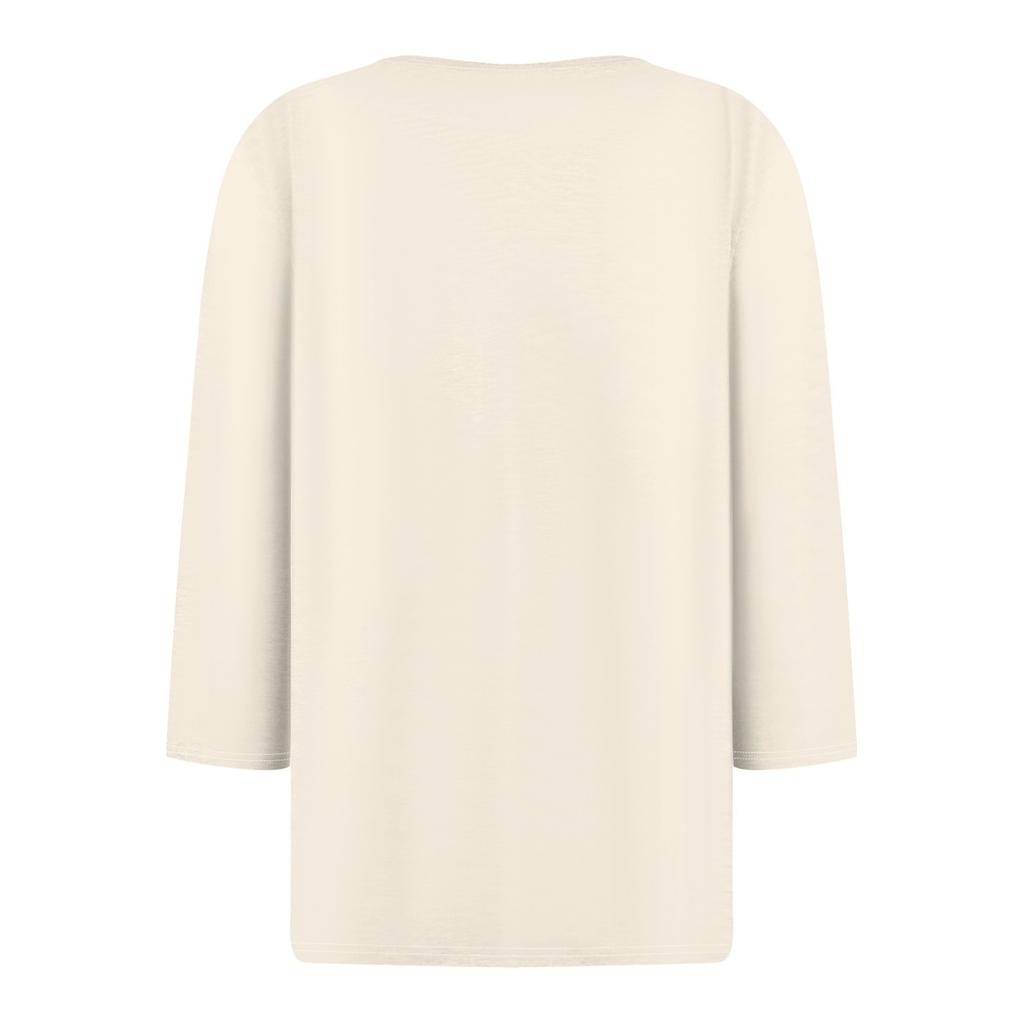 T-shirt tryckknapp för damer 3/4-ärm Dagligt helgmode Basic V-hals vanlig topp