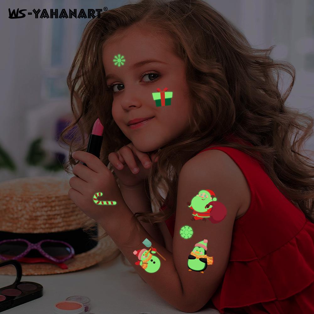 Creative Luminous Christmas & New Year Tattoo Stickers for Kids - Snowflake & Santa Designs