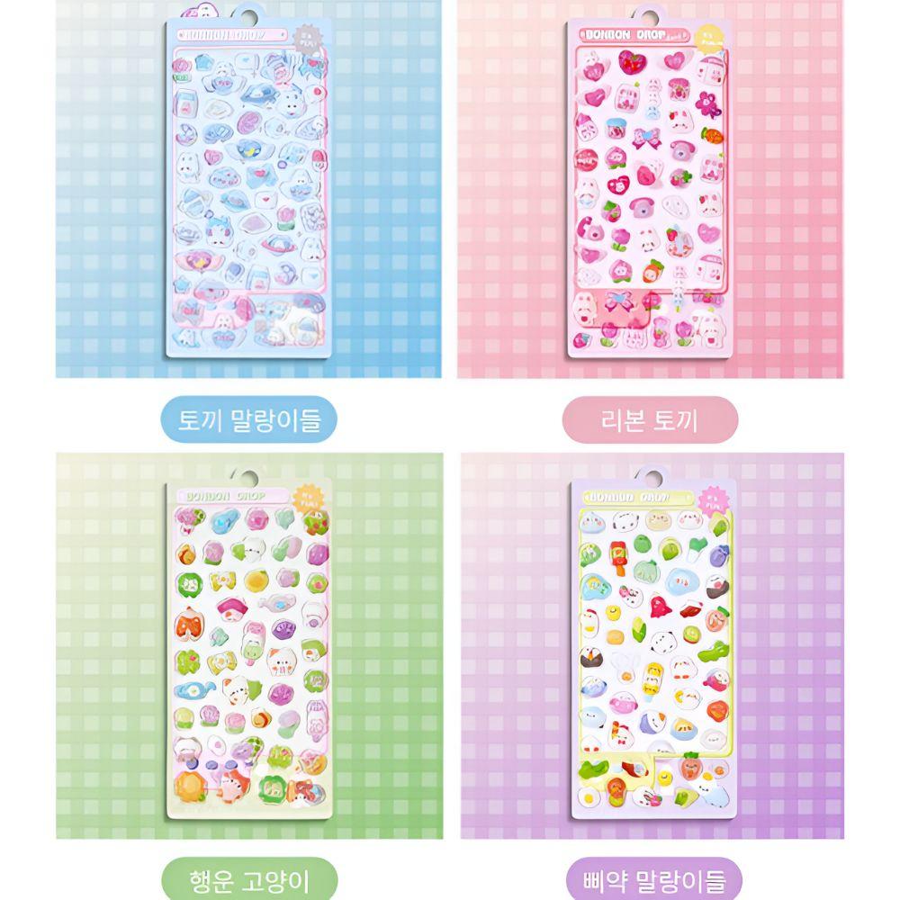 3D Puffy Stickers Set 10pcs Cute Scrapbook Phone Deco Stickers Kawaii