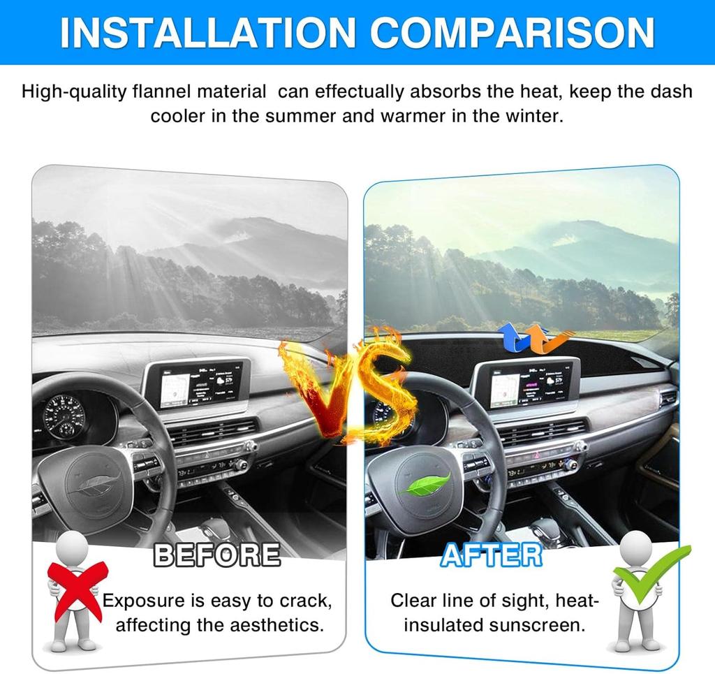 Dashboard Cover Mat for 2020 2026 2026 Kia Telluride Accessories Dash Cover Flannel Dash Mat Sunshade Glare UV Rays Protector