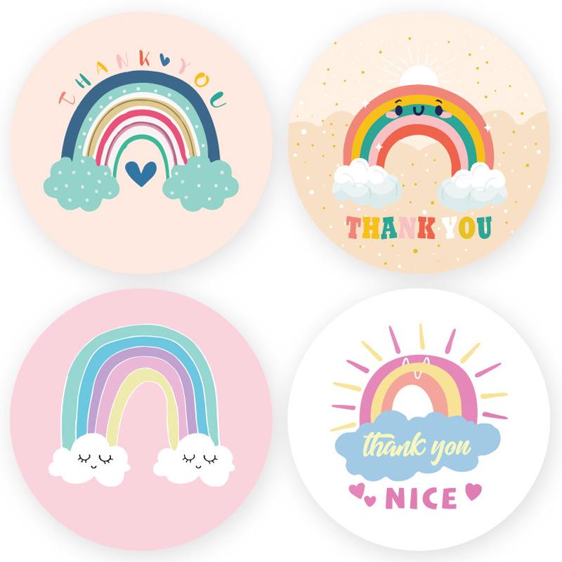 Cute Cartoon Rainbow Thank You Gift & Reward Adhesive Stickers