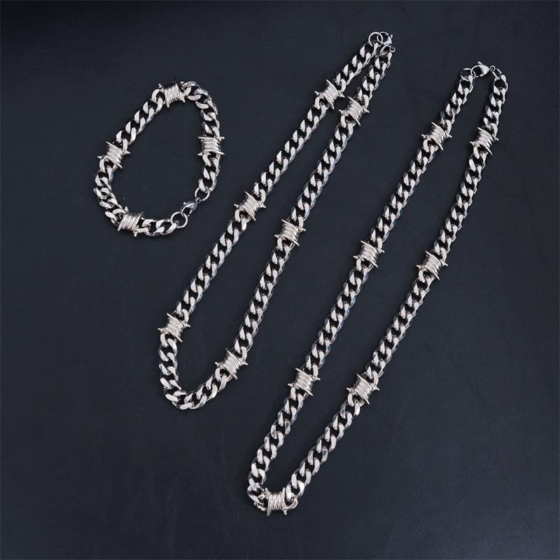 2024 Thorn Cuban Chain Titanium Steel Hip-Hop Necklace - Punk Knotted Stainless Steel