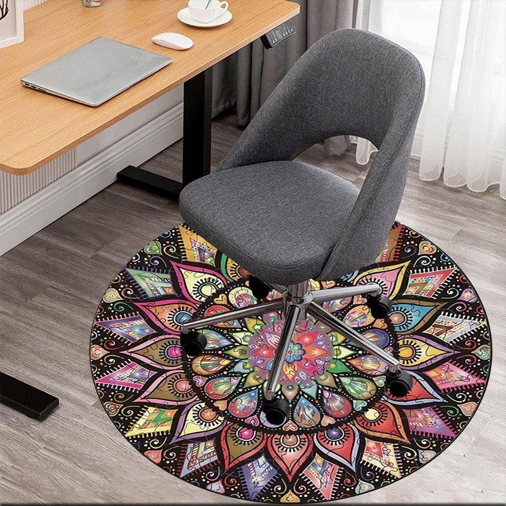 

Colorful Mandala Jigsaw Puzzle: Unleash Your Creativity!Round Non-Slip chair mat chair carpet for office Rugs for Office Decor Gift For Valentine s Da 80cm by 80cm