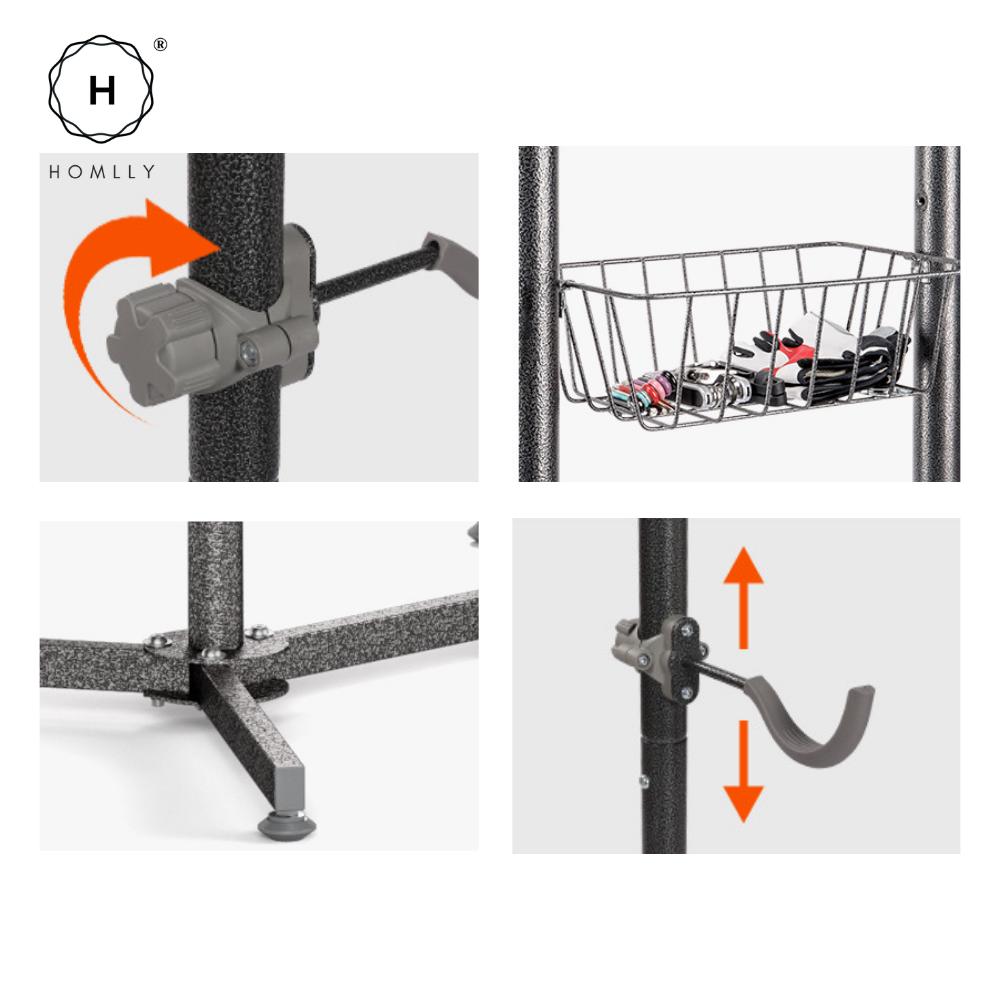 Homlly Free Standing Bike Bicycle Storage Rack Display with Basket (Hold 2/4 bikes)