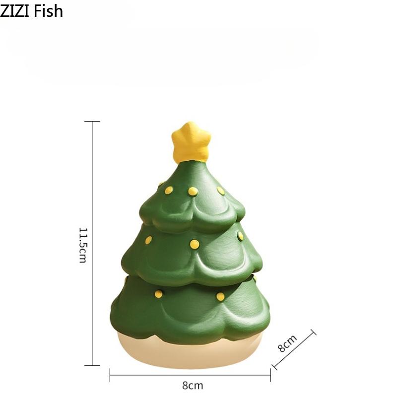 BRChristmas Tree Shape Ceramic Toothpick Holder Dental Floss Cotton Swab Boxes Nordic Creative Home Desktop Decor Organizer GiftEY