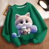Cute Milk Tea Cat Round-neck Sweatshirt for Children, Fashionable Long-sleeved Casual Sweatshirt for Boys and Girls in Spring and Autumn