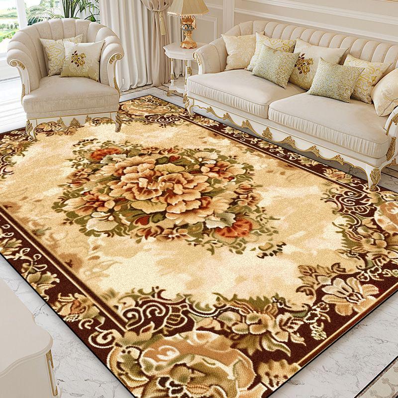 European Style Home Decoration Rugs Living Room Retro Flower Carpet Hall Sofa Large Area Rug Non-slip Room Doorway Soft Foot Mat