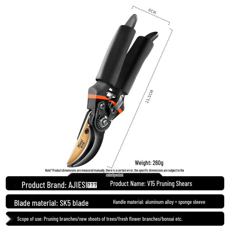SK5 Steel Professional Garden Pruning Shears for Thick Branches - Durable and Powerful Scissors for Fruit Trees and Household Use