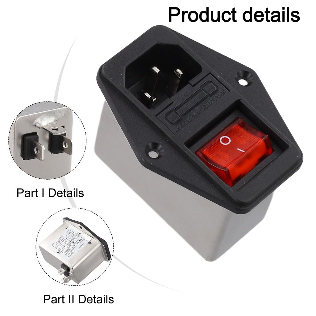 IEC Socket Power Filter Featuring Light Safety Switch For CW1B-T And CW1C-T Series 1A 6A 11A Applications