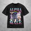 Women Men Alpha Male Cat Kitten Funny T Shirt Printed Washed Cotton Novelty Outfit Tees