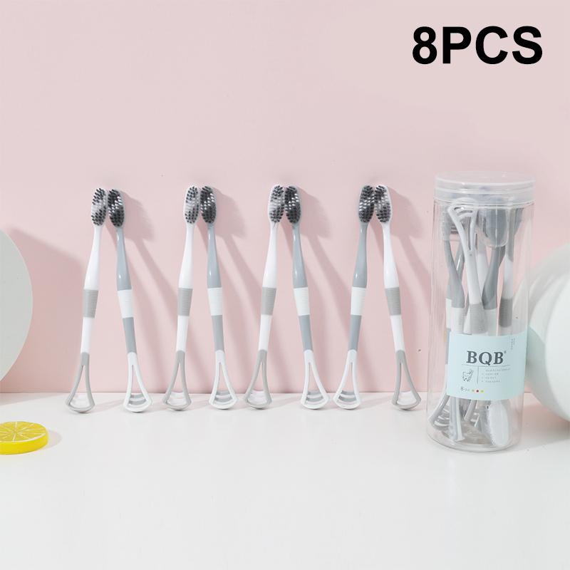 Double Head Toothbrush And Tongue Scraper Set Reusable Oral Cleaning Brush for Fresh Breath Oral Hygiene Care