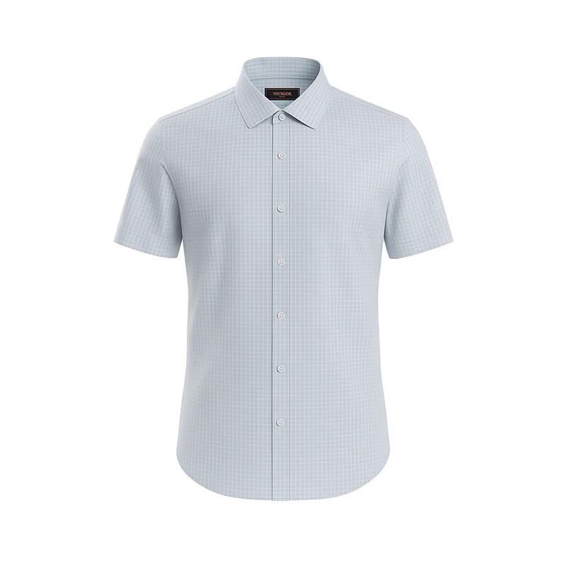 YOUNGOR Men's Smooth Wrinkle-Resistant Short-Sleeve Shirt