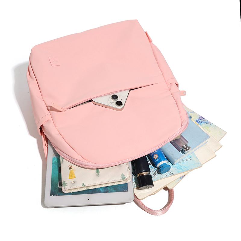 Solid Color Backpack Women's Large Capacity Nylon Bag Student Schoolbag