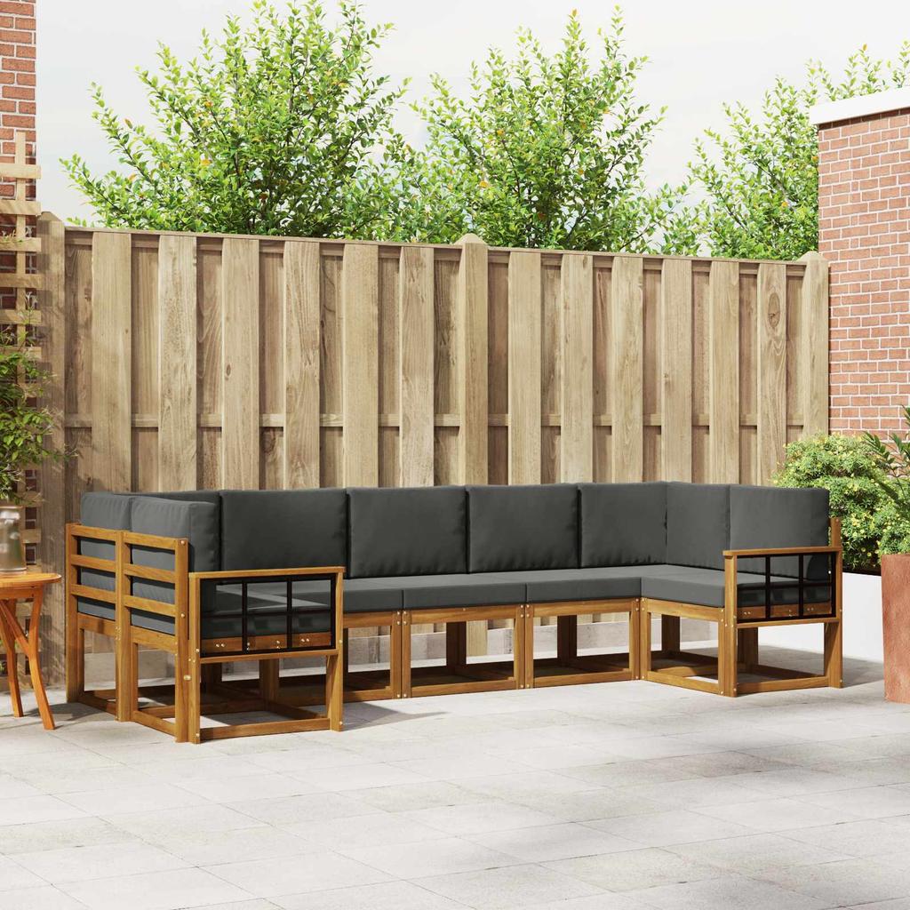 Outdoor Sofa Set with Cushions 7 pcs Natural and Anthracite