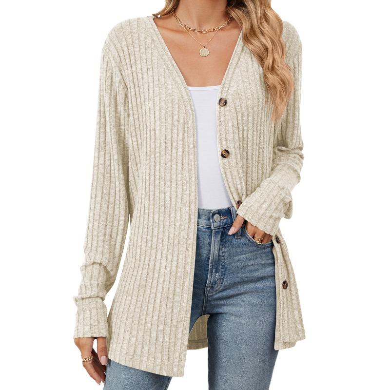 Damen Bluse Herbst Langarm Button Up Cardigan Strick Gebürstet Tops