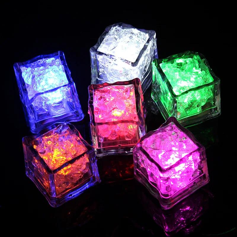 LED Luminous Ice Cube Toy Glowing Colorful Sensor Light for Kids Bath Party Bar Wine Glass Water Decor Festival Night Light