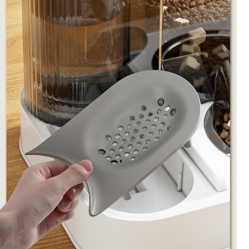Two-in-One Automatic Pet Feeding Dish Integrated Plastic Cat Bowl Water Dispenser and Food/Water Bowl for Dogs and Cats