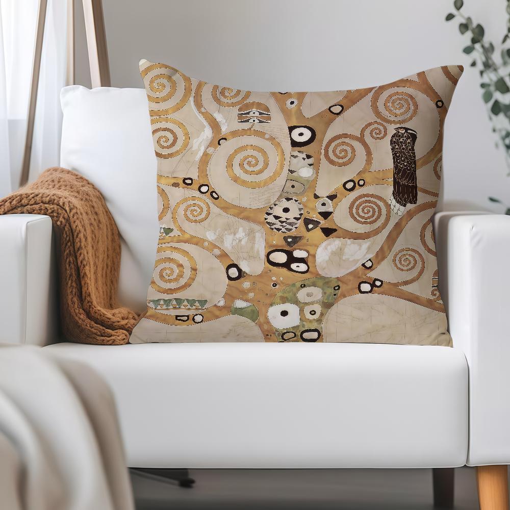 

The Kiss G-Gustav K-Klimt Pillow Case Applicable Space For Guest Rooms Interiors Cars Office House Decoration 12x12Inch