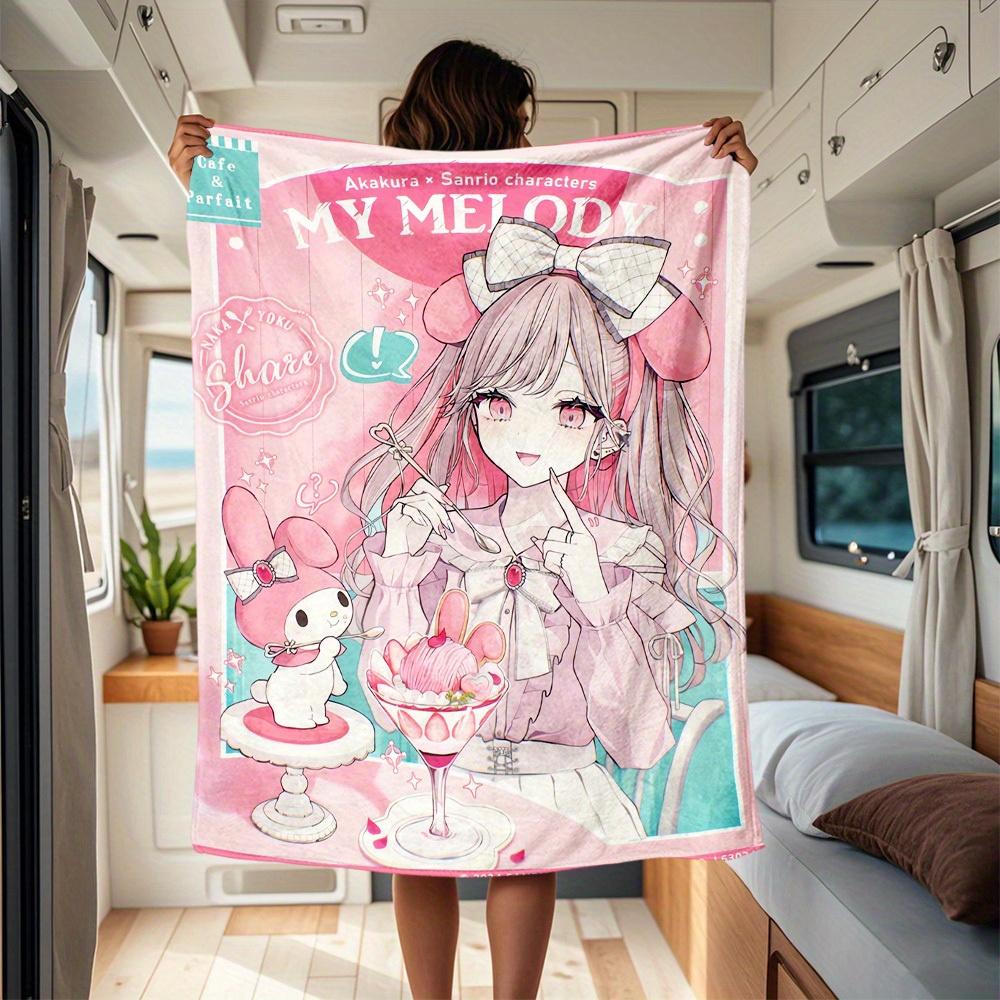 

1pc Sweet, Melody, Parfait RV flannel blanket, pattern printed blanket, sofa bed couch car office camping travel warm comfortable soft blank 130x150cm