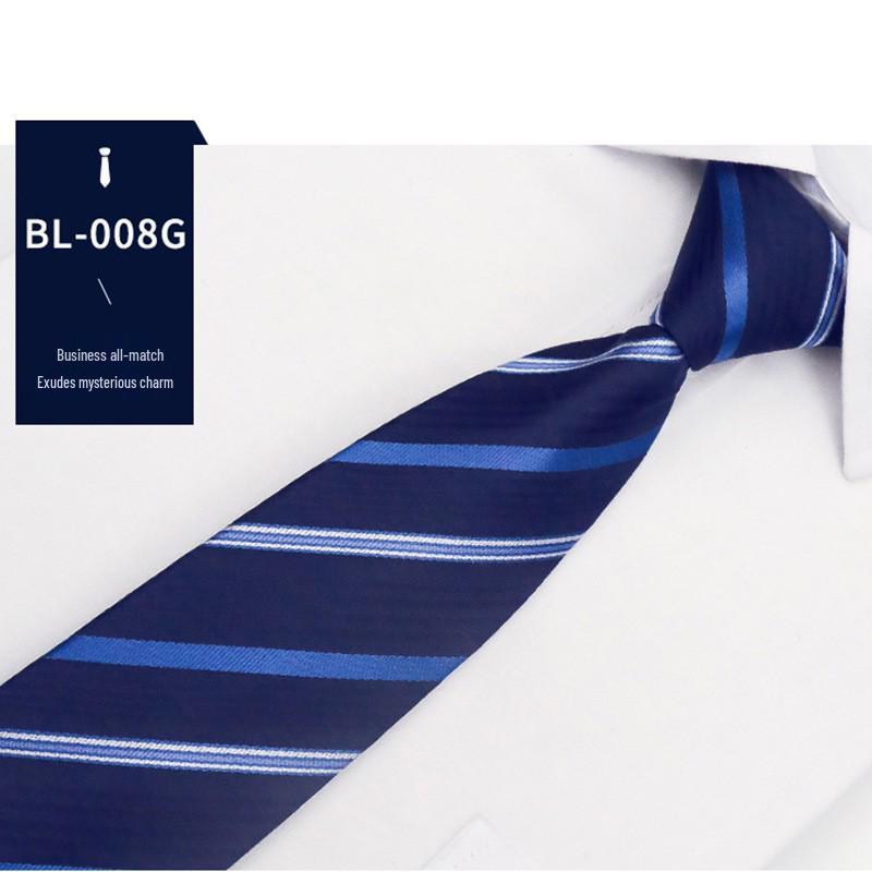 Men's Easy Pull Blue Striped Business Tie
