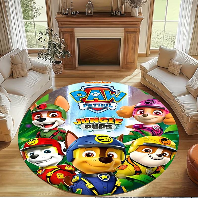 Jungle Pups Print Round Rug, Washable Floor Carpet, For Entryway Dorm Laundry Room Office Study, Home Decor Birthday Christmas Gift