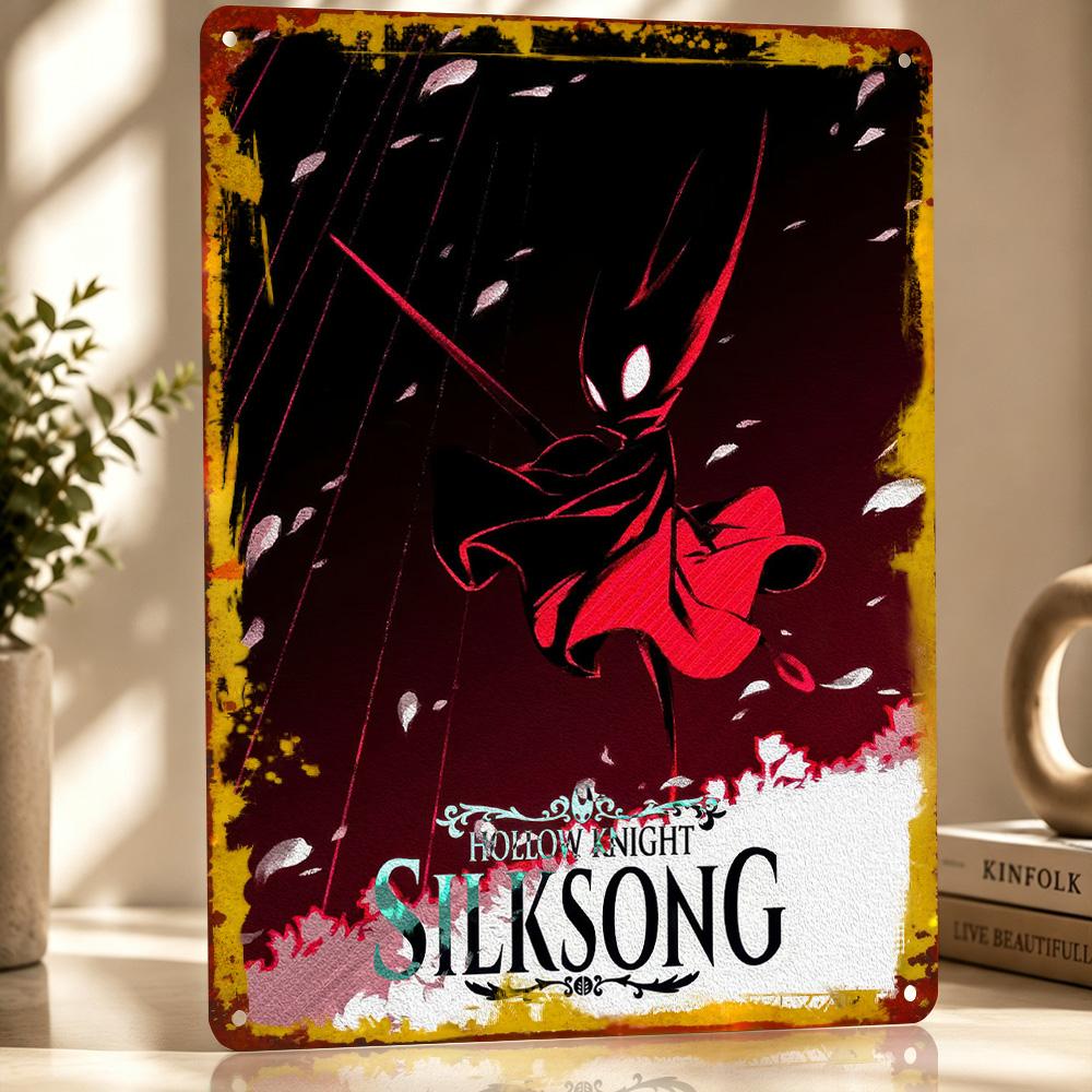 Hollow Knight Silksong Hornet D Texture Metal Poster Customized Wall Art Tin Sign Gift for Mancave Bedroom Stuff Decor Luxury
