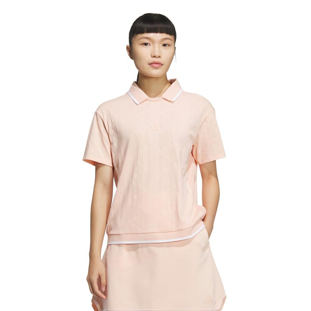 

Поло с коротким рукавом силуэта бокс, жаккард с логотипом BOS Beyond the Course для пудрового кораллового цвета [Adidas Golf] Женщины,