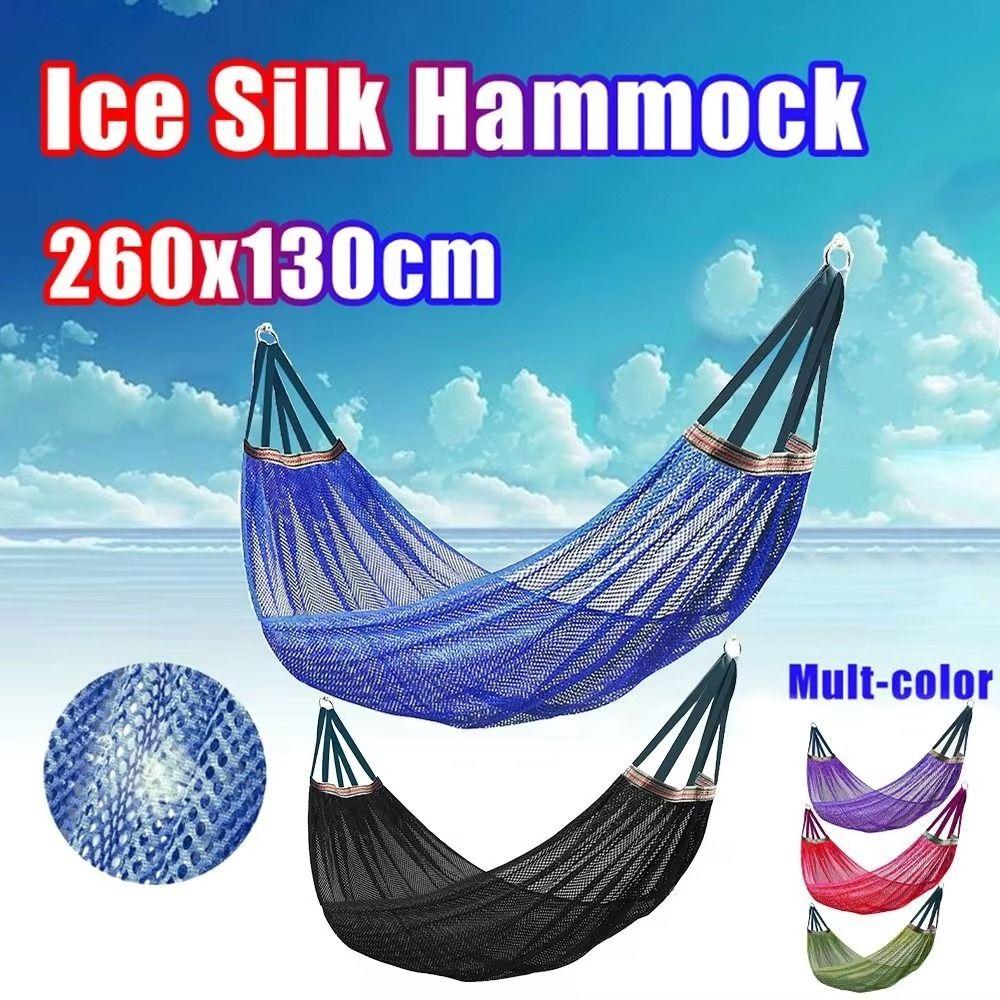 Breathable Mesh Hammock Portable Outdoor Camping Swing Sturdy Ice Silk Hanging Bed  Backyard