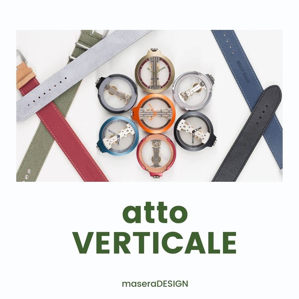 Atto VERTICALE TITANIUM SERIES TT01 Atto Verticale Manual Winding Skeleton Watch Titanium Gray Titanium Case Mechanical Watch Vertical Gear Movement
