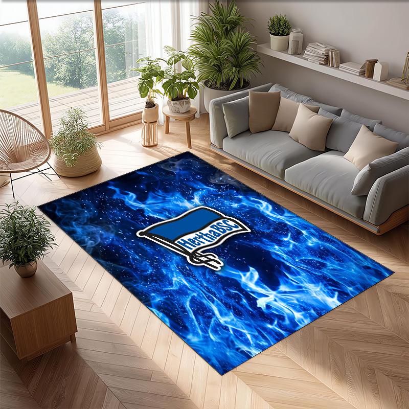 hertha bsc FC Soccer Football Pattern Soft Area Rug Non Slip Indoor Floor Carpet Sports Decor Mat for Bedroom