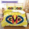 Juego de Colcha y Funda de Almohada con Logo del Villarreal CF Decoración del Hogar Regalo de Cumpleaños (1 * funda nórdica + 2 * fundas de almohada, sin núcleo)