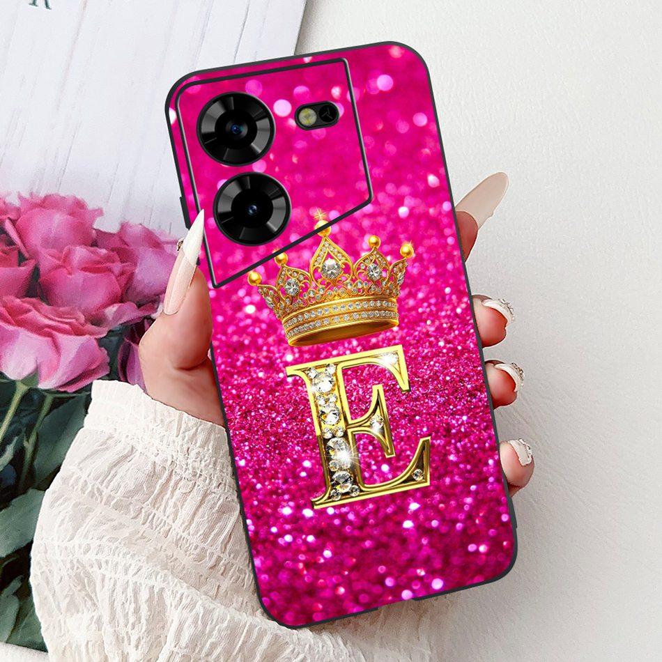 For Tecno Pova 5 LH7n / Pova 5 Pro LH8n Fashion Crown Letter Phone Case For Tecno Pova5 5Pro 5G Black Silicone Soft Cases Bumper