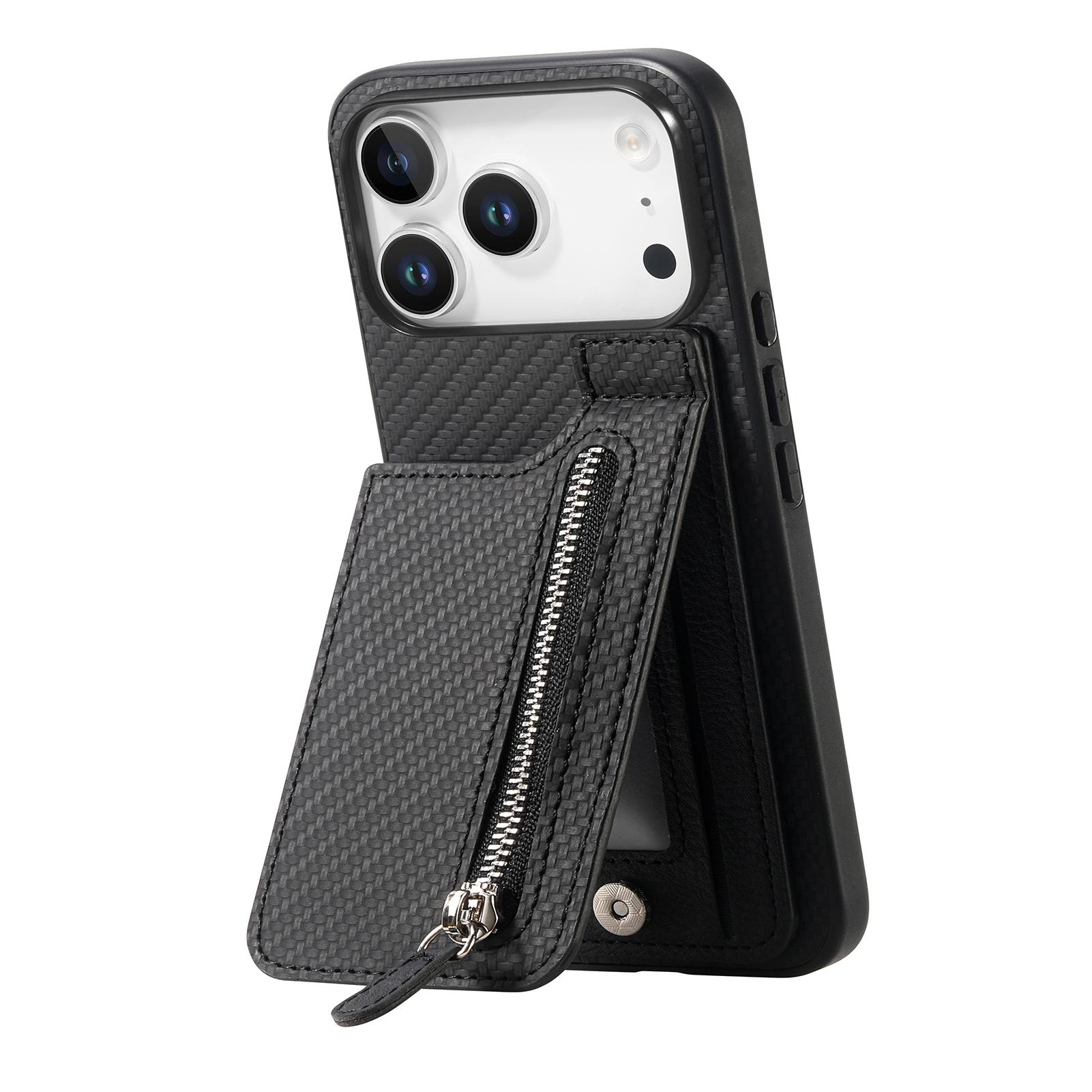 

For iPhone 17 Pro Case Carbon Fiber Leather Coated TPU + PC Phone Cover