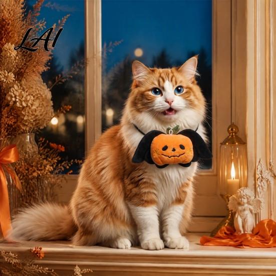 Durable Pet Play Toy Halloween Collar Charm Plush Ghost Pumpkin Pendant Soft Stuffed Small Costume Hanging Ornament for Cats Dogs Holiday