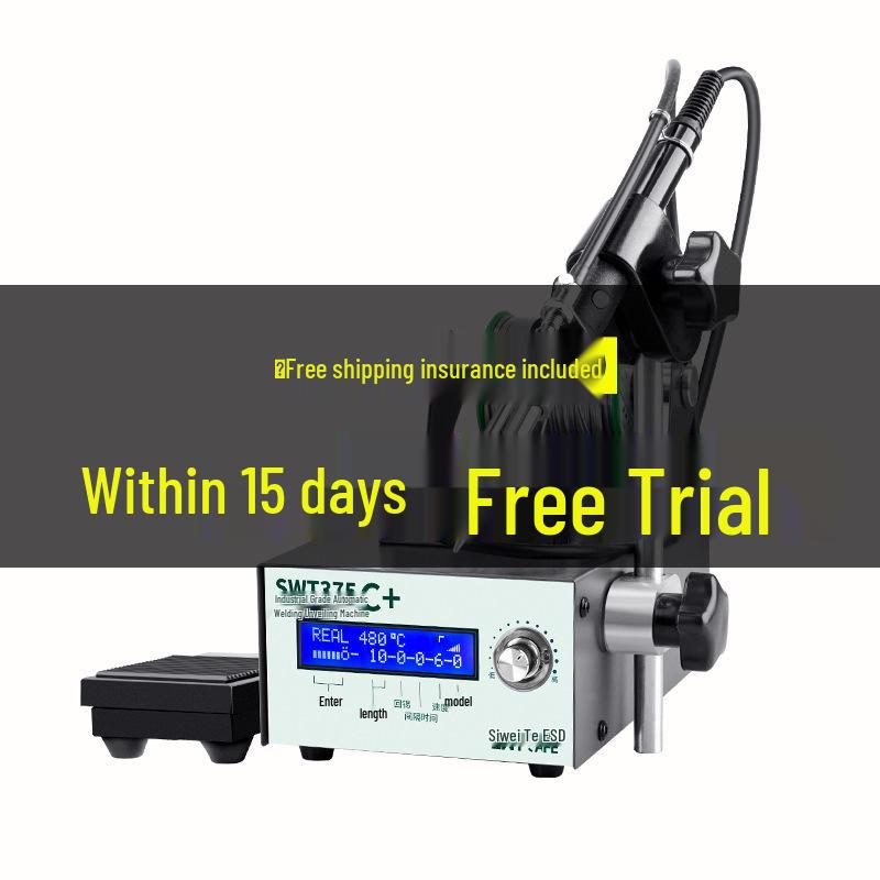 Industrial Grade Automatic Soldering Machine SWT375 with Foot Pedal, High Power Electric Iron, Hand Press Solder Dispensing.