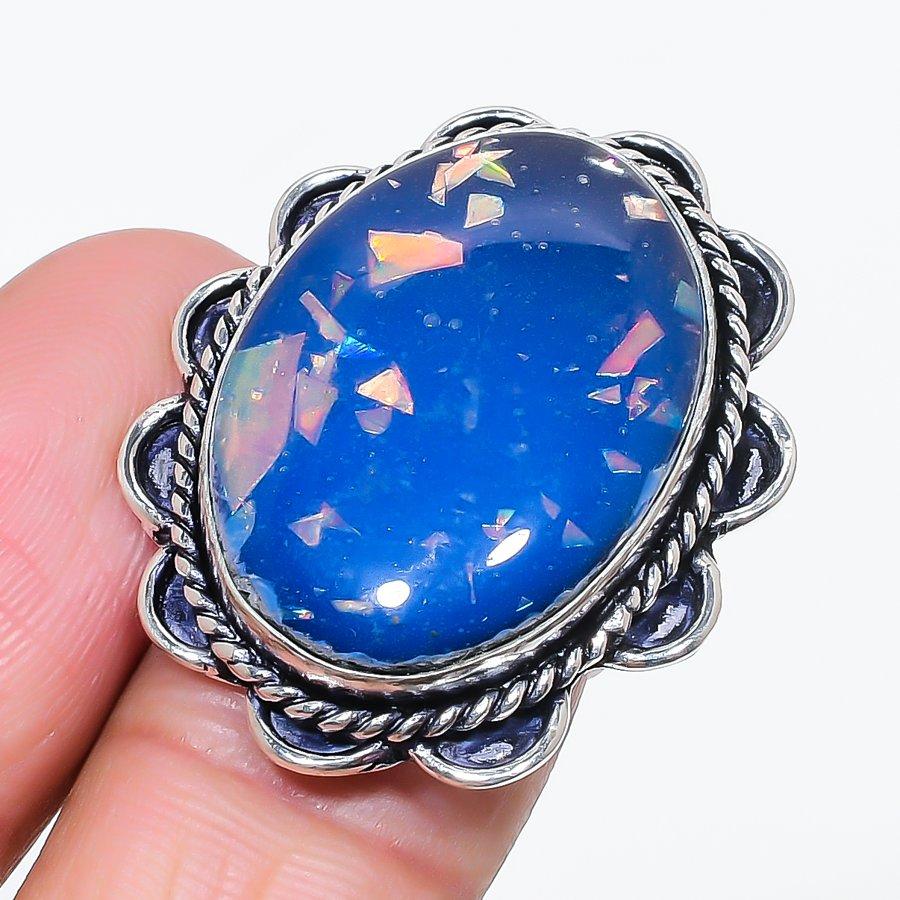 

Natural Blue Triplet Opal 925 Sterling Silver Jewelry Ring Size 4.5 K7S04