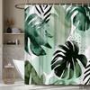Green Monstera Leaf Shower Curtain 1Pc With 12 Hooks For Bathroom Home Decor Polyester 2D Flat Print 70.8X70.8 Inch