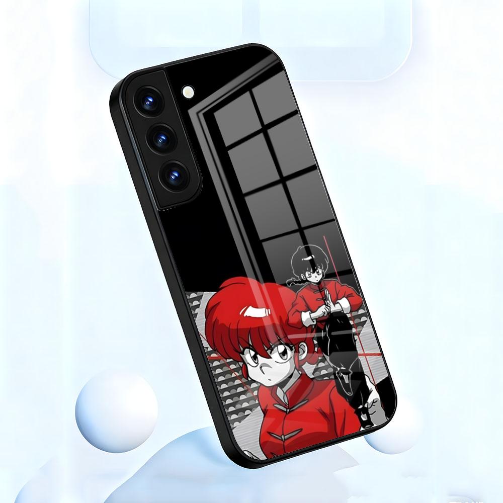 Cartoon R-Ranma 1 2 Phone Case For Samsung S26 S25 S24 FE S23 S22 S21 Plus S20 Ultra Note20Ultra Black Glass Cover