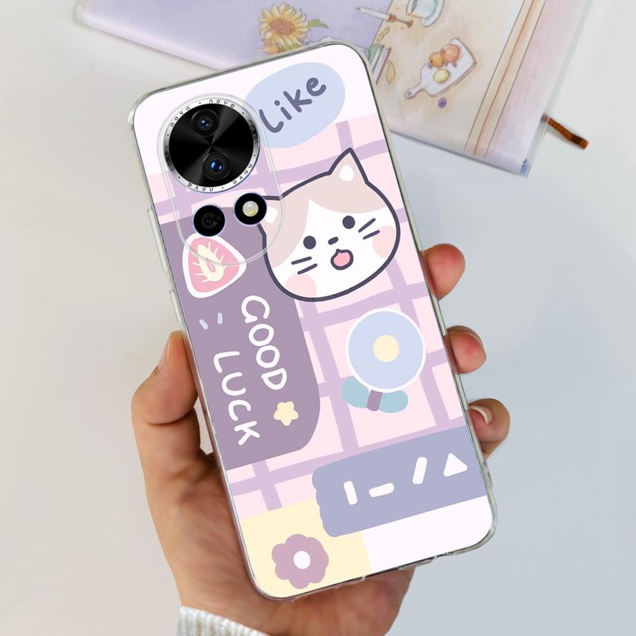 For Huawei Nova 12 Pro Nova12 Lite Nova 11i Case Transparent Soft Slim TPU Silicone Cover Bumper Nova12 Nova11i Astronaut Flower