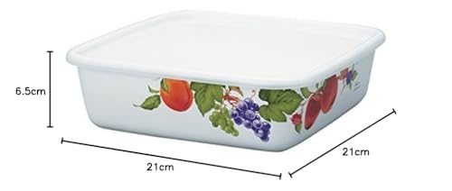 Fuji Emaille Emaille Vorratsbehälter, Quadratisch, 1,8 l, Fruitas Collection 2, FTCS-A2