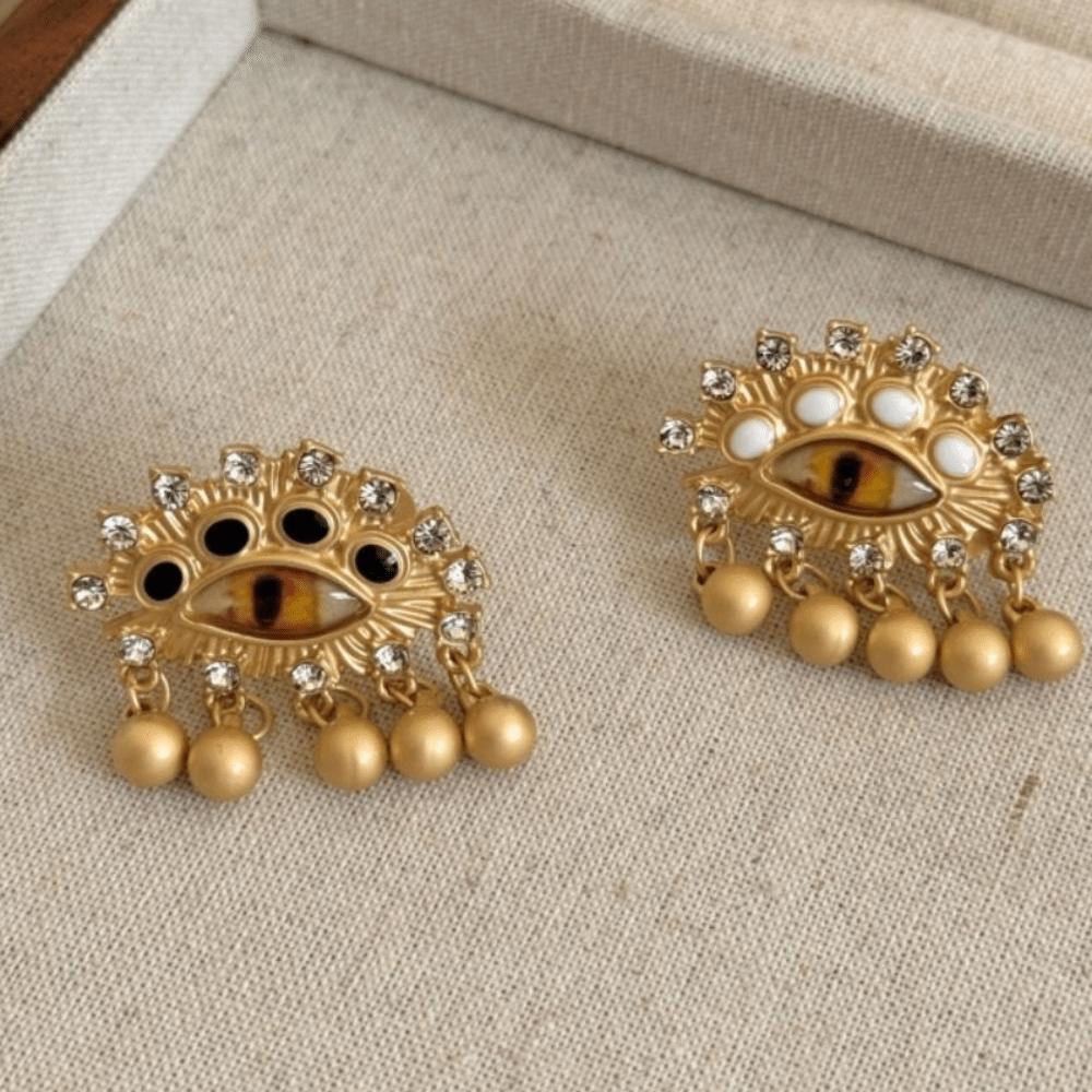 Pearl Demon Eye Ring Geometric Vintage Gold Ring Creative Blue Eyes Ring Friends