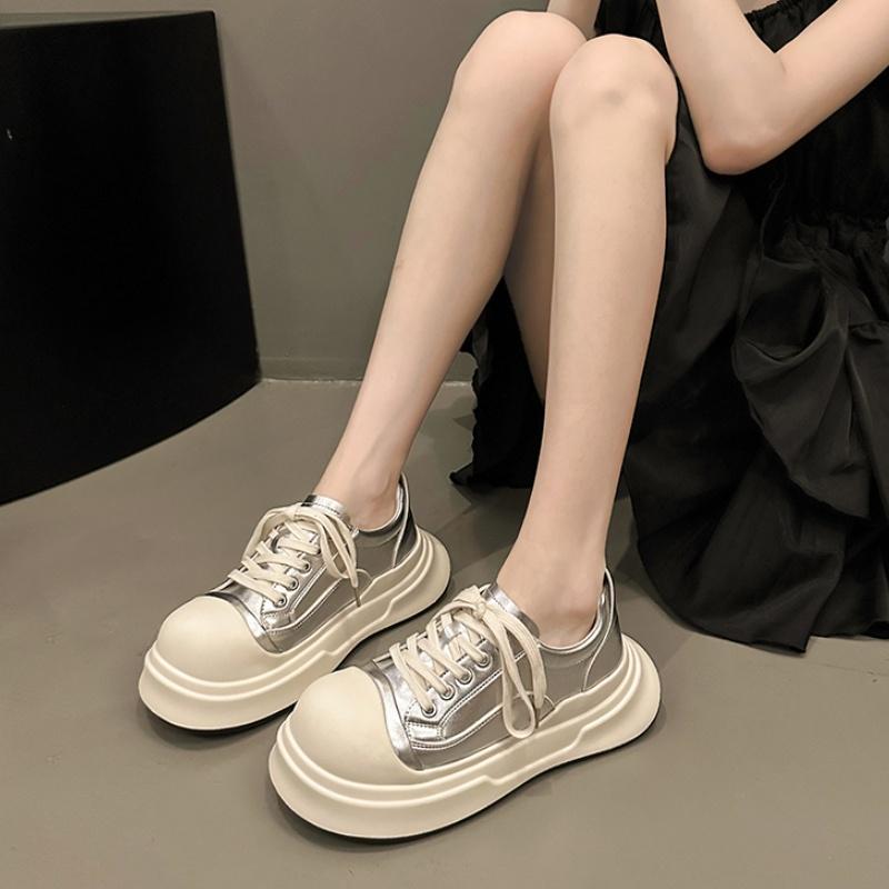 Fashionable Low-top Flat-soled Cross-strap New Casual Sports Shoes Spring/Autumn Thick-soled Comfortable Vulcanized Shoes