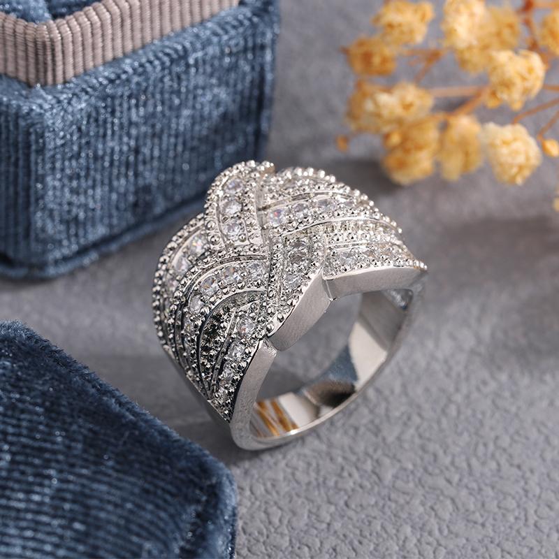 Anello di Lusso con Timbro S925 di Alta Qualità Colori Bianchi Pietra Zircone CZ per Donne Moda Matrimonio Fidanzamento Gioielli Regalo