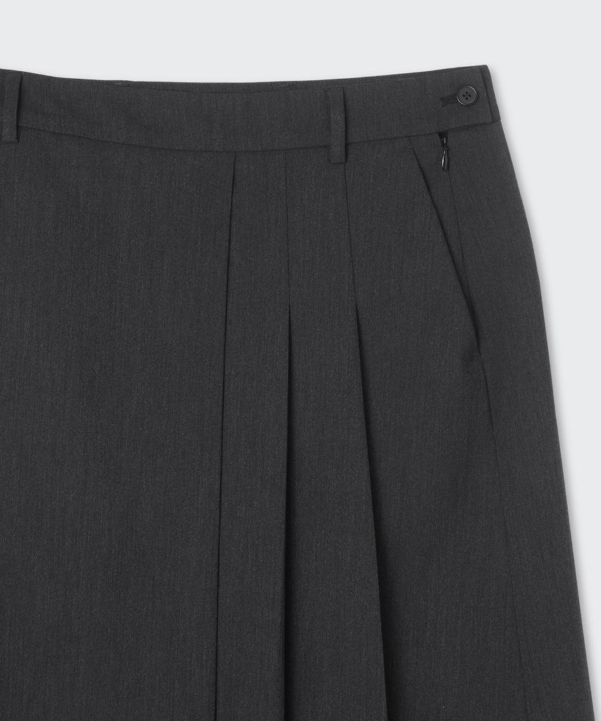 Musinsa Standard Woman Women'S Low-Waist Half-Pleated Maxi Skirt [Charcoal Gray]