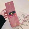 For iPhone 15 Pro Case Ring Kickstand Card Holder Jeans Cloth Texture PU Leather Back Cover with Strap