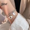 Adjustable Bracelet for Women Heart Charm Double-Layer Love Alloy