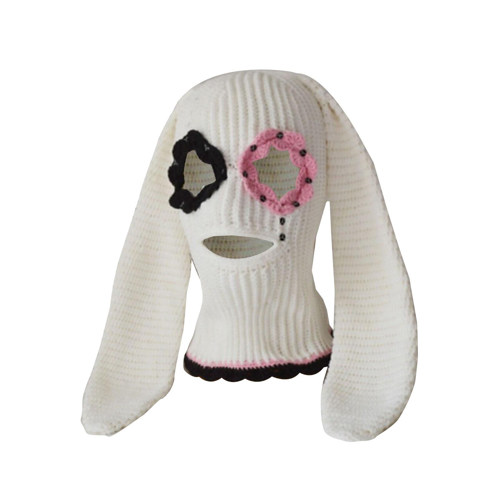 

Балаклава Зайчик Балаклава Смішна Шапка з Довгими Заячими Вухами Балаклава Вуха Кролика Шапка Біні Шапка з Довгими Заячими Вухами білий