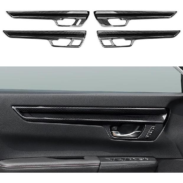 Car Inner Door Handle Armrest Cover Decals for Honda CR-V  2024 Accessories CRV ABS Carbon Fiber Interior Stickers