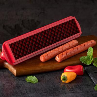 Cortador de salchichas y perritos calientes, cuchillas de acero inoxidable, herramienta para cortar en la cocina, para asar a la parrilla, para acampar, en el patio trasero y al aire libre