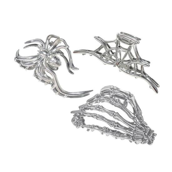 

3 шт. Хэллоуинские заколки для волос Паутина Рука скелета Череп Большие крабы для волос Легкие аксессуары для волос на Хэллоуин B